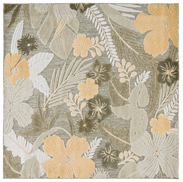 Safavieh Cabana 6'-7" x 6'-7" Rug in Green / Gold Ivory