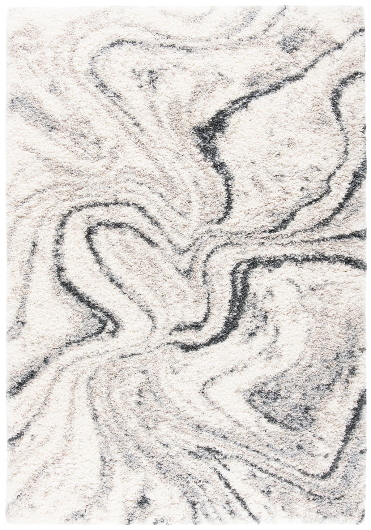 Safavieh Fontana Shag 800 4'-0" x 6'-0" Rug in Ivory / Grey