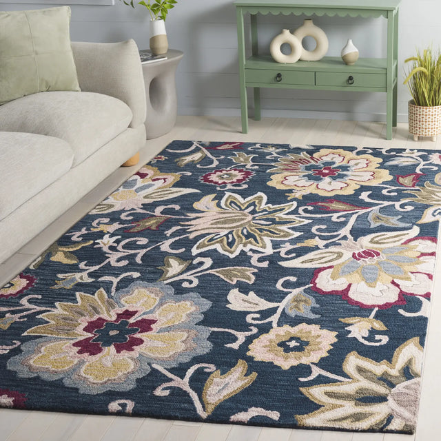 Safavieh Blossom 4'-0" x 6'-0" Rug in Navy / Red