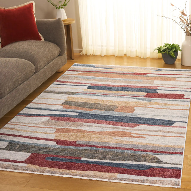 Safavieh Forum 500 5'-0" x 7'-0" Rug in Ivory / Rust Blue