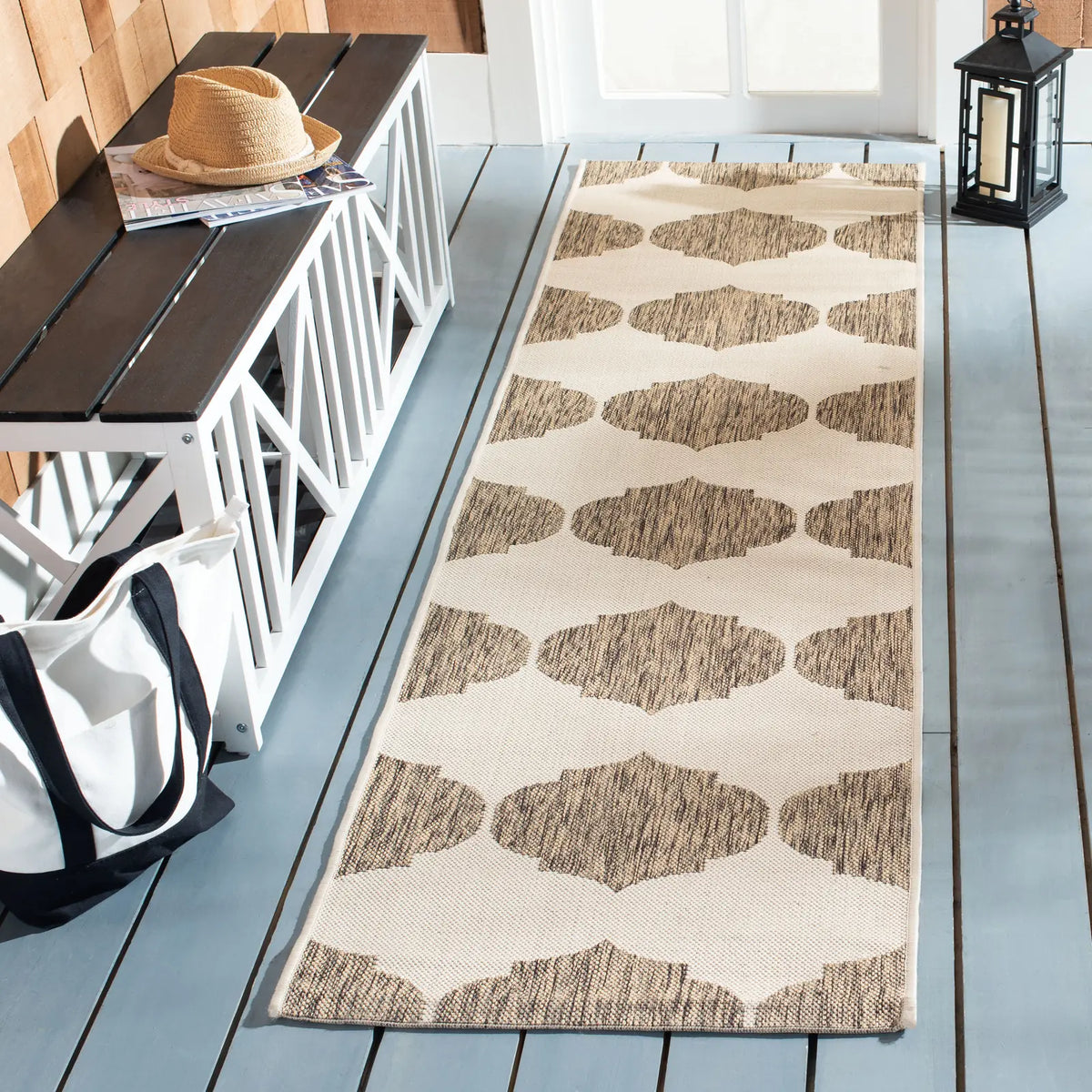Safavieh Courtyard 2'-3" x 12'-0" Rug in Beige / Brown