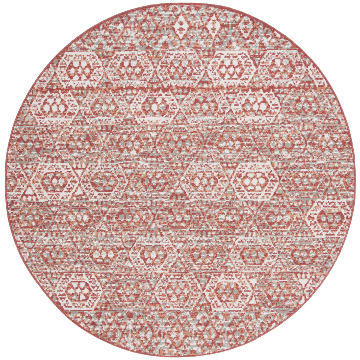 Safavieh Pyramid 6'-7" x 6'-7" Rug in Rust / Ivory Grey