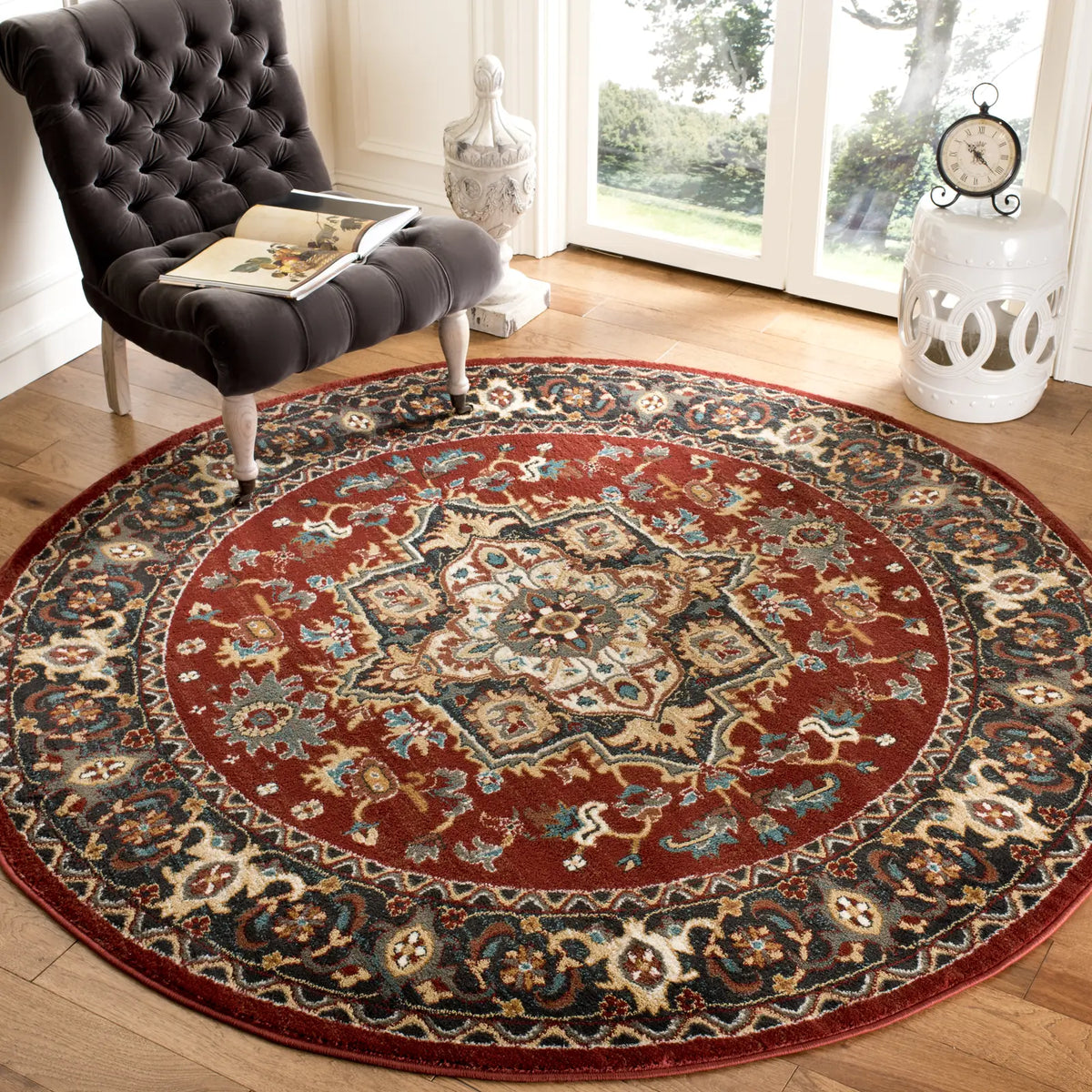 Safavieh Summit 6'-7" x 6'-7" Rug in Red / Dark Grey