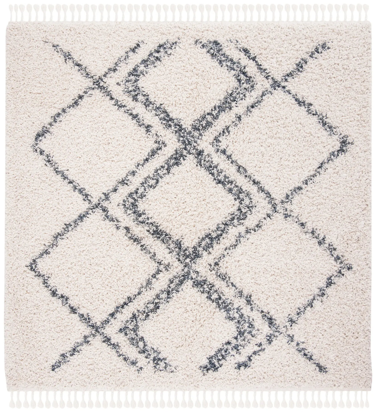 Safavieh Pro Lux Shag 400 6'-7" x 6'-7" Rug in Cream / Blue