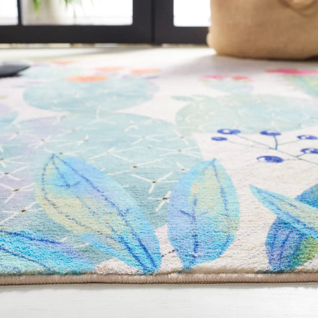 Safavieh Door And Kitchen Mat 3'-0" x 5'-0" Rug in Fuchsia / Turquoise