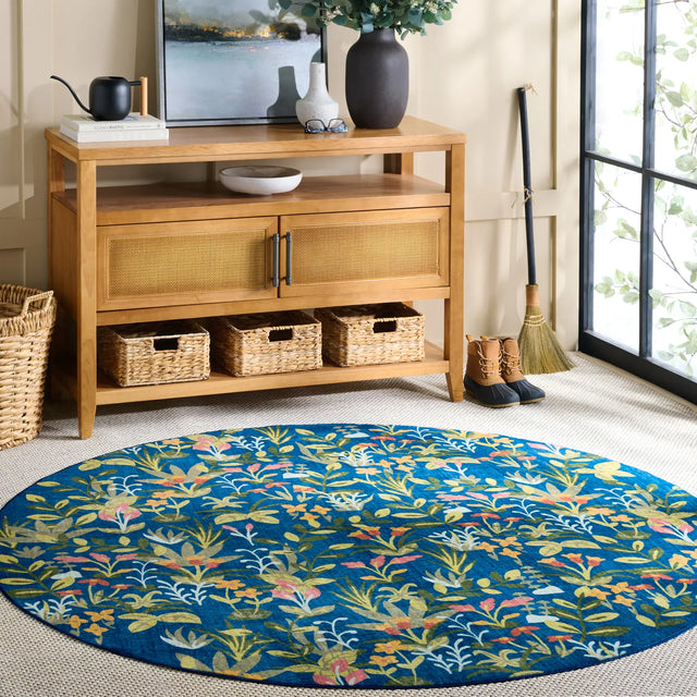 Safavieh Martha Stewart Washable 6'-0" x 6'-0" Rug in Navy / Gold