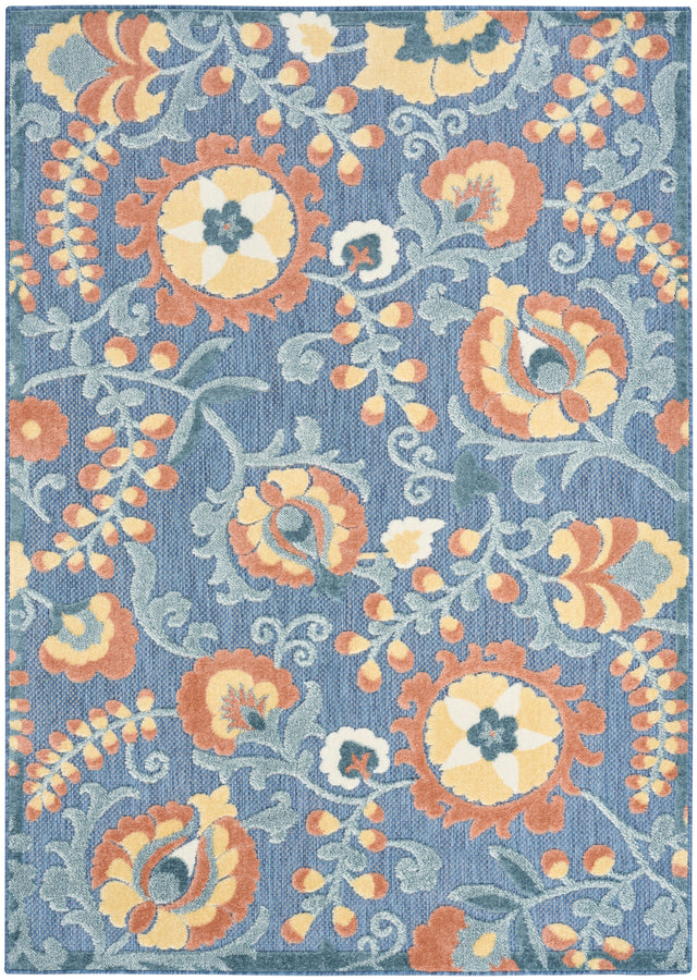 Nourison Aloha ALH17 Machine Made Blue, Rose Rug