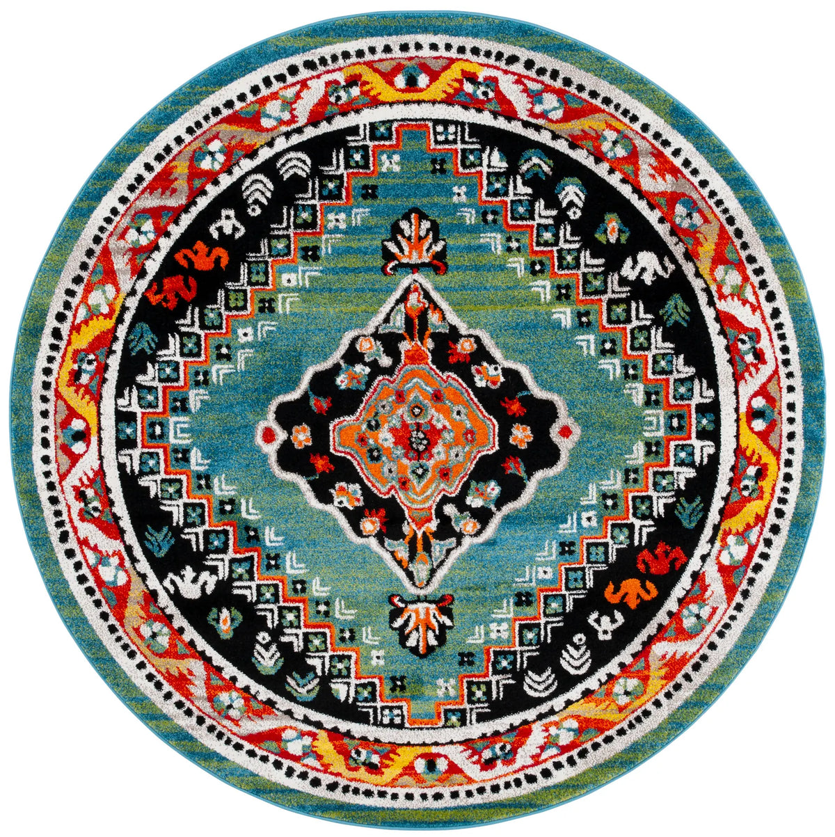 Safavieh Vintage Hamadan 6'-7" x 6'-7" Rug in Green / Black