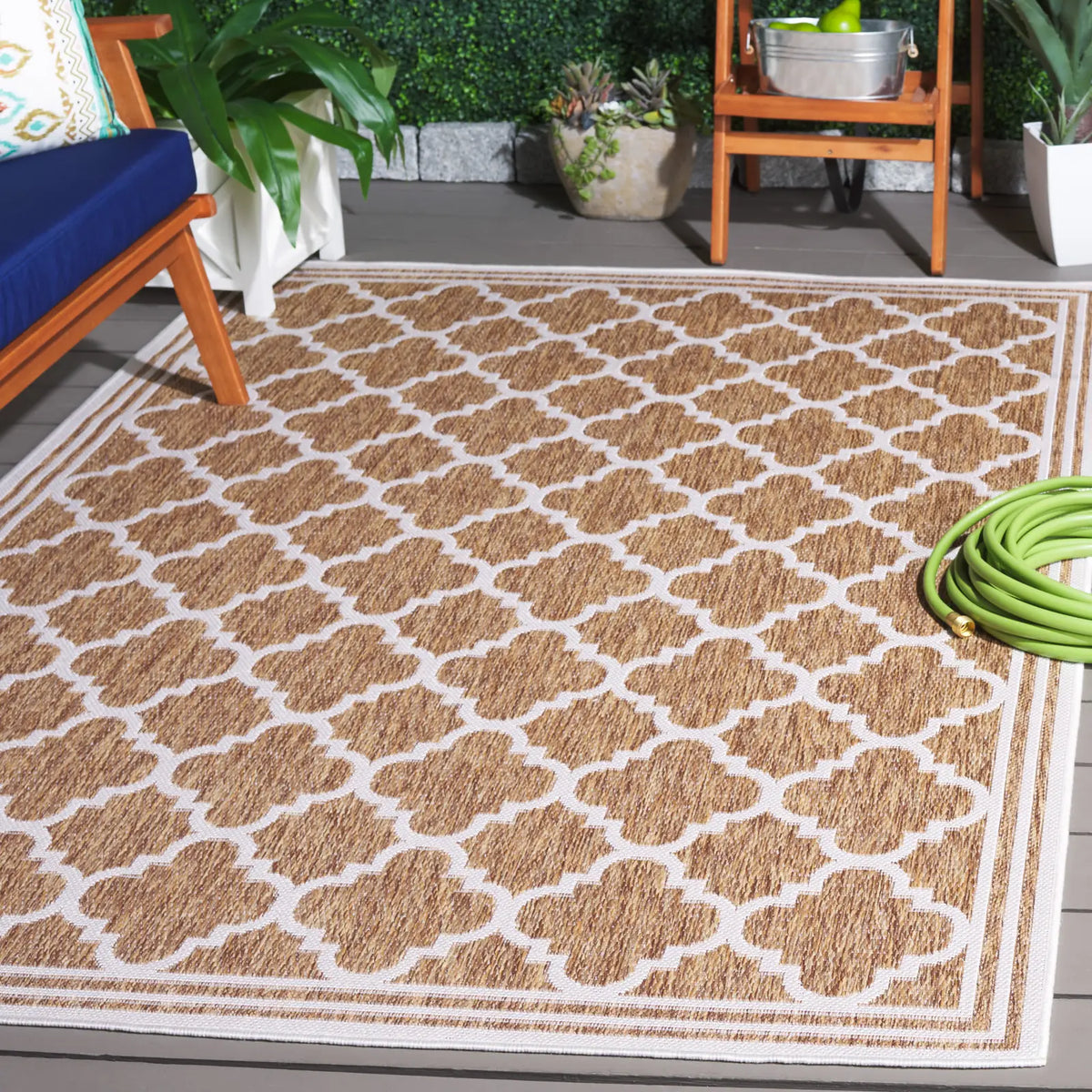 Safavieh Beach House 4'-0" x 6'-0" Rug in Brown / Ivory