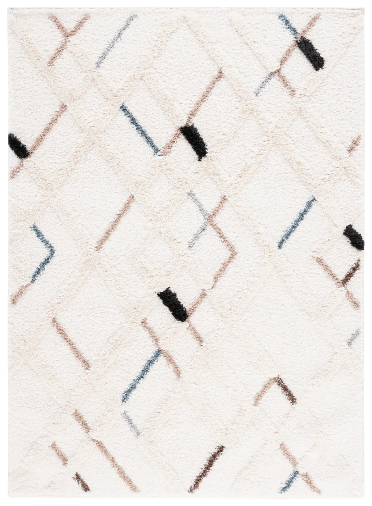 Safavieh Hi-Lo Shag 4'-0" x 6'-0" Rug in Light Beige / Beige