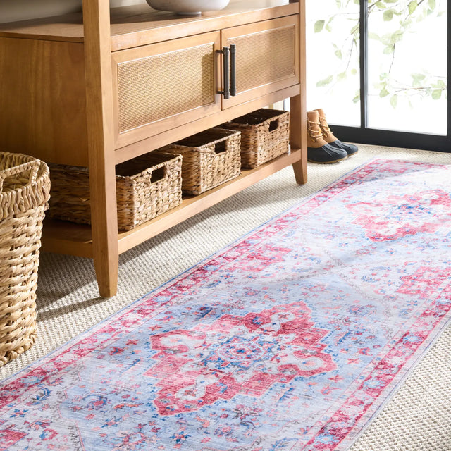 Safavieh Martha Stewart Washable 2'-6" x 8'-0" Rug in Red / Blue
