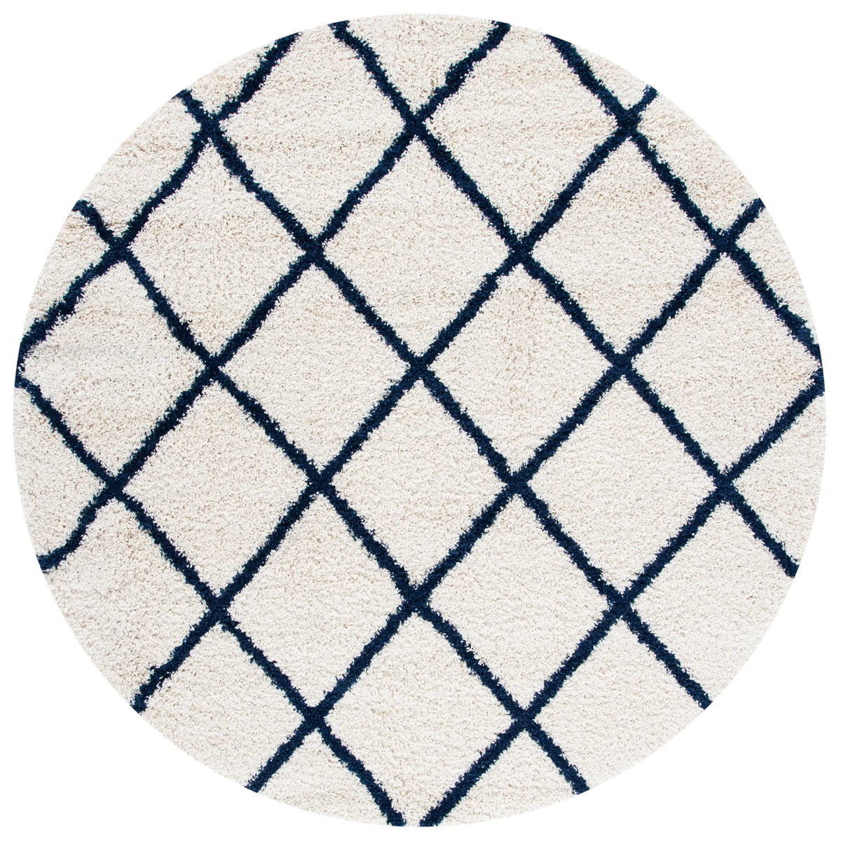 Safavieh Hudson Shag 7'-0" x 7'-0" Rug in Ivory / Navy