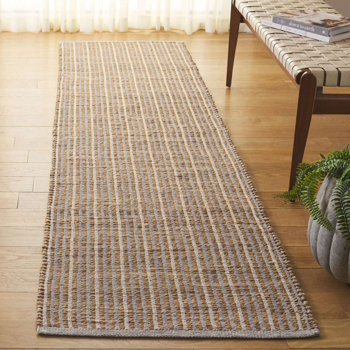 Safavieh Natural Fiber 2'-3" x 9'-0" Rug in Natural / Grey