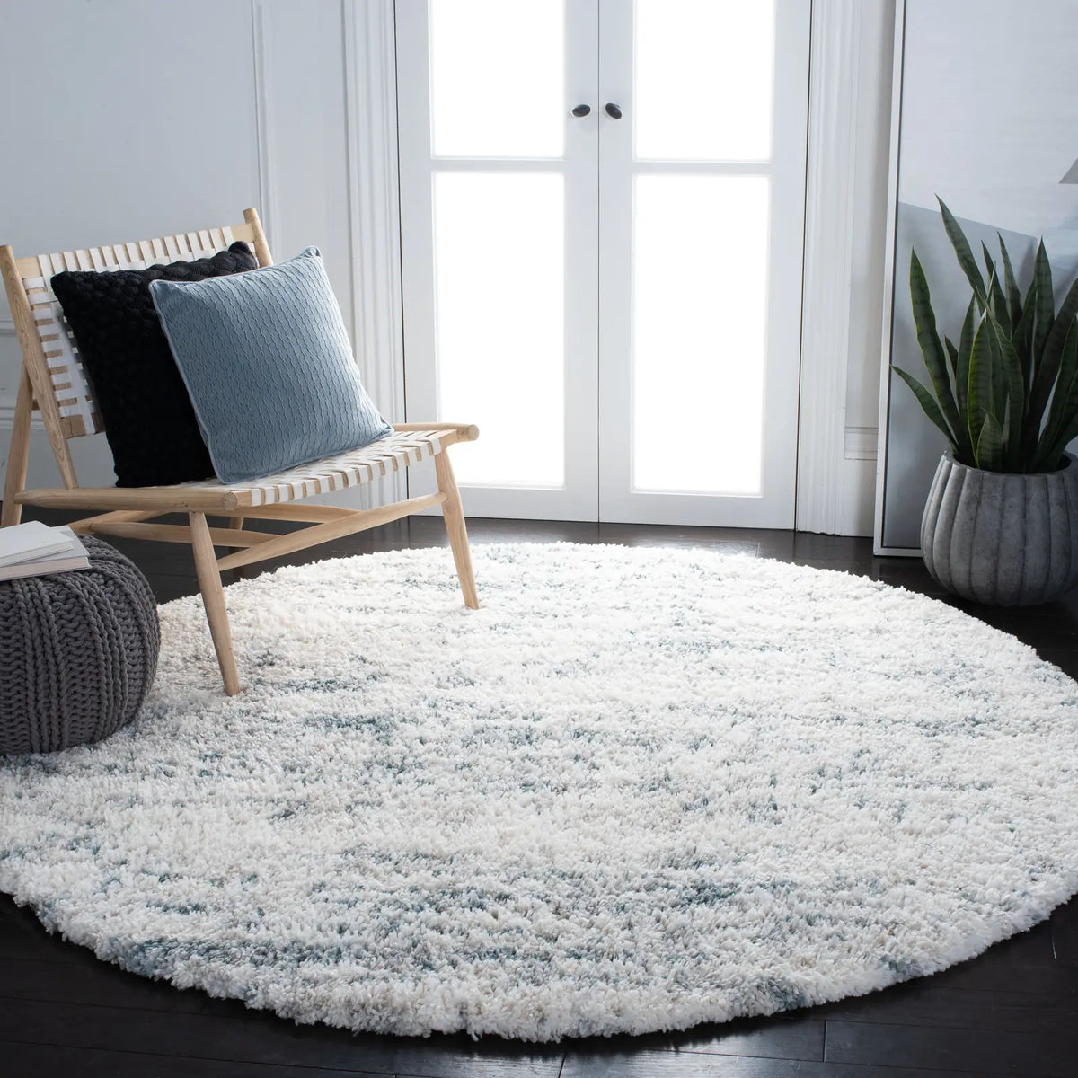 Safavieh Fontana Shag 800 10'-0" x 10'-0" Rug in Ivory / Teal
