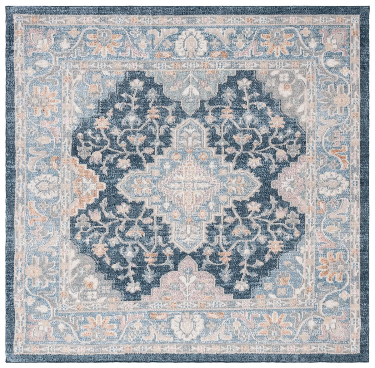 Safavieh Blair Washable 6'-7" x 6'-7" Rug in Navy / Blue