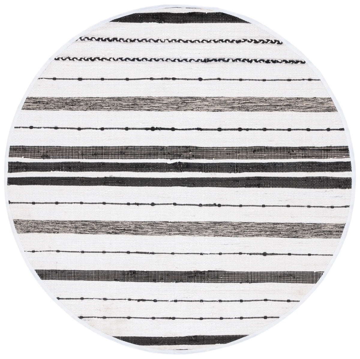 Safavieh Striped Kilim 6'-0" x 6'-0" Rug in Ivory / Black