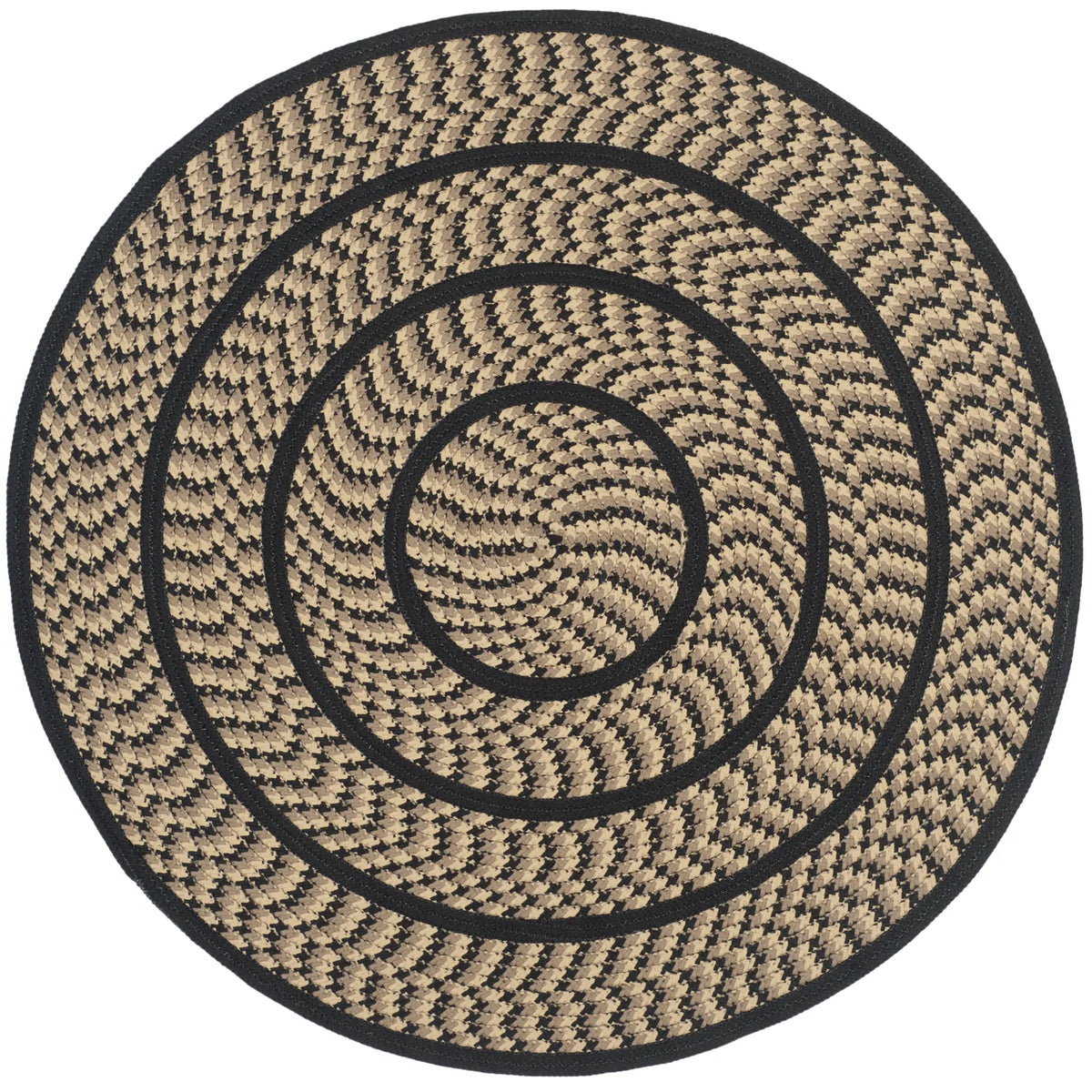 Safavieh Braided 3'-0" x 3'-0" Rug in Beige / Black