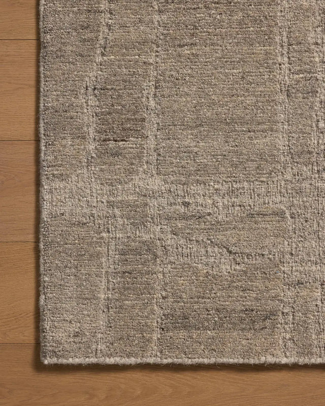 Loloi Hartley HRT-03 Grey / Pebble Rug - corner on wood