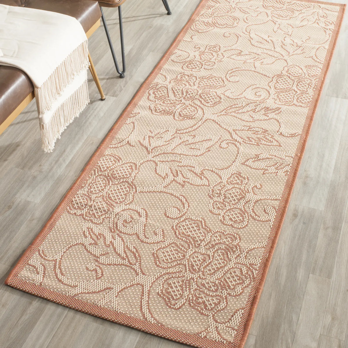 Safavieh Courtyard 2'-3" x 10'-0" Rug in Natural / Terra