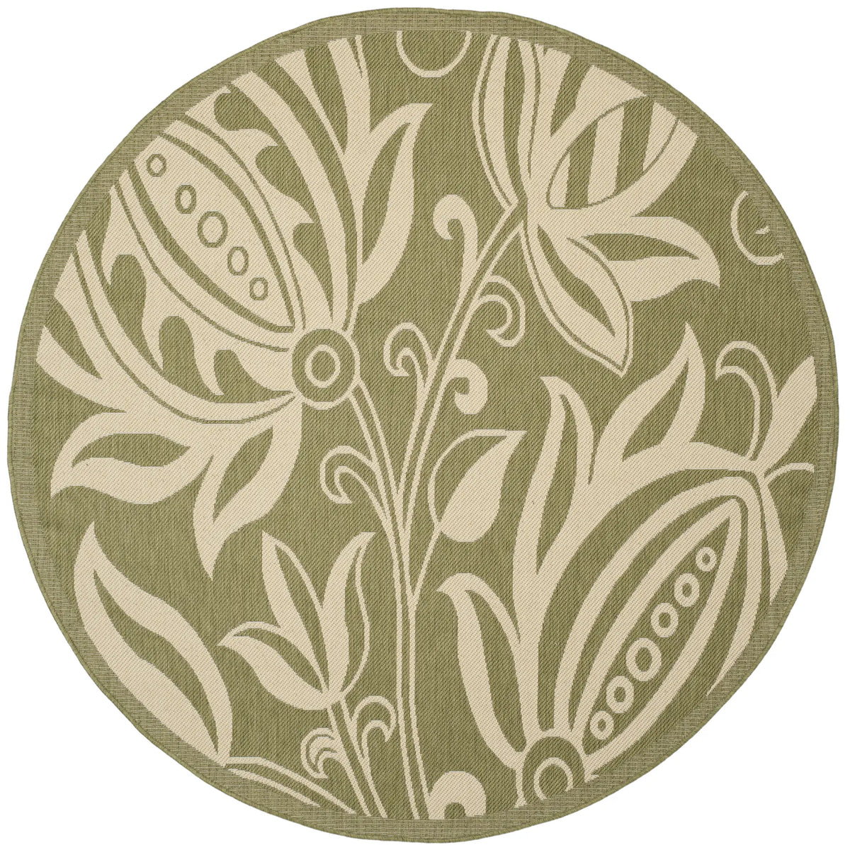 Safavieh Courtyard 6'-7" x 6'-7" Rug in Olive / Natural