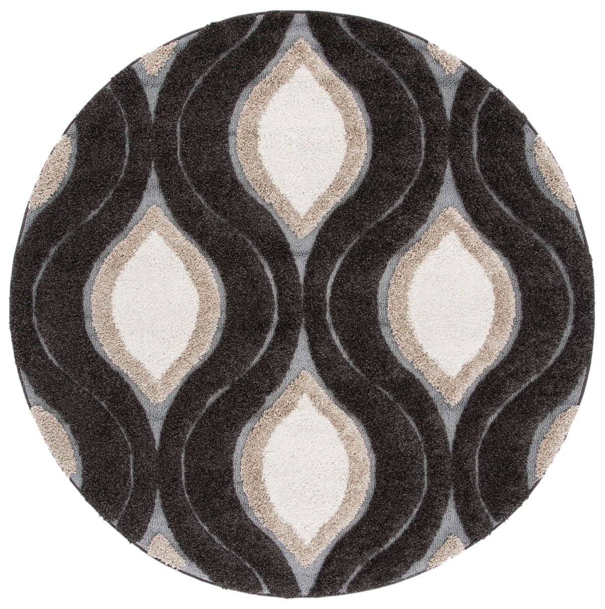 Safavieh Florida Shag 6'-7" x 6'-7" Rug in Dark Brown / Ivory