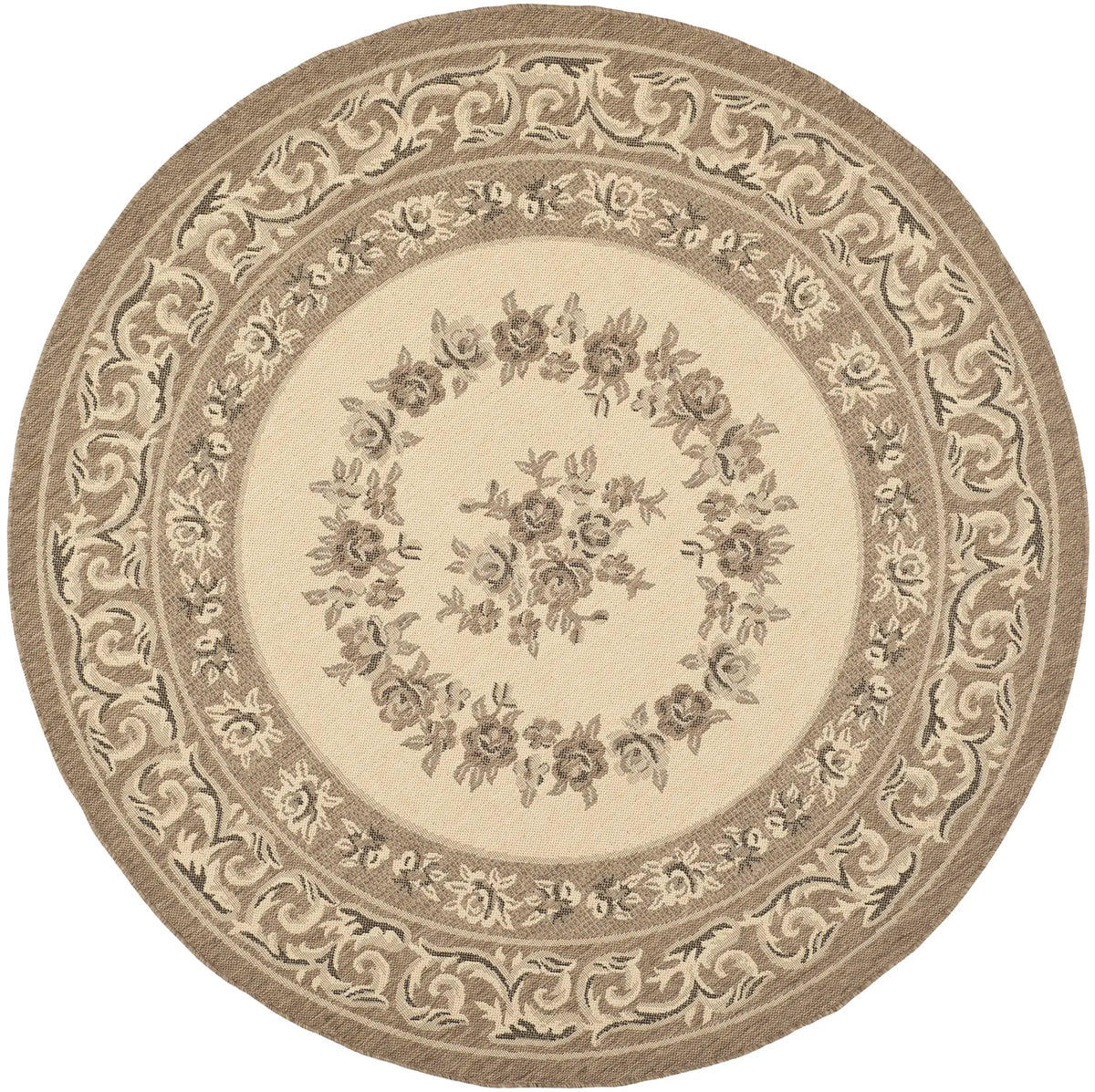 Safavieh Courtyard 6'-7" x 6'-7" Rug in Creme / Brown