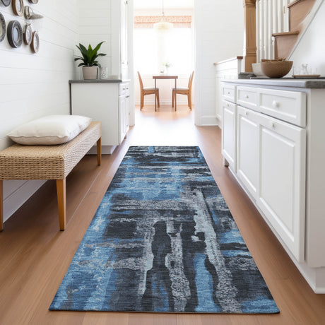 Addison Chantille ACN2015 Abstract Machine Made Transitional Black Rug