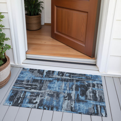 Addison Chantille ACN2015 Abstract Machine Made Transitional Black Rug