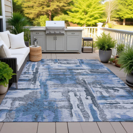 Addison Chantille ACN2015 Abstract Machine Made Transitional Blue Rug