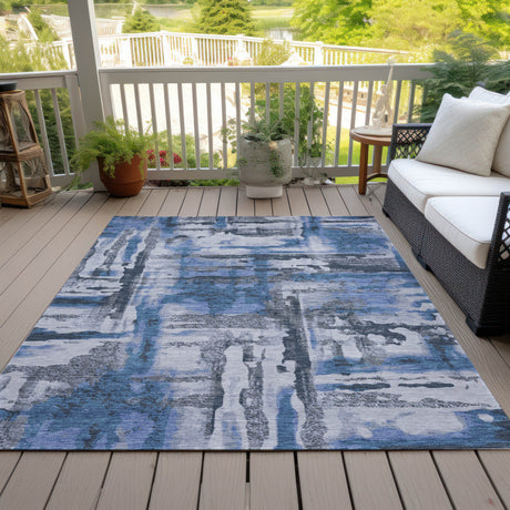 Addison Chantille ACN2015 Abstract Machine Made Transitional Blue Rug