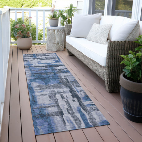 Addison Chantille ACN2015 Abstract Machine Made Transitional Blue Rug