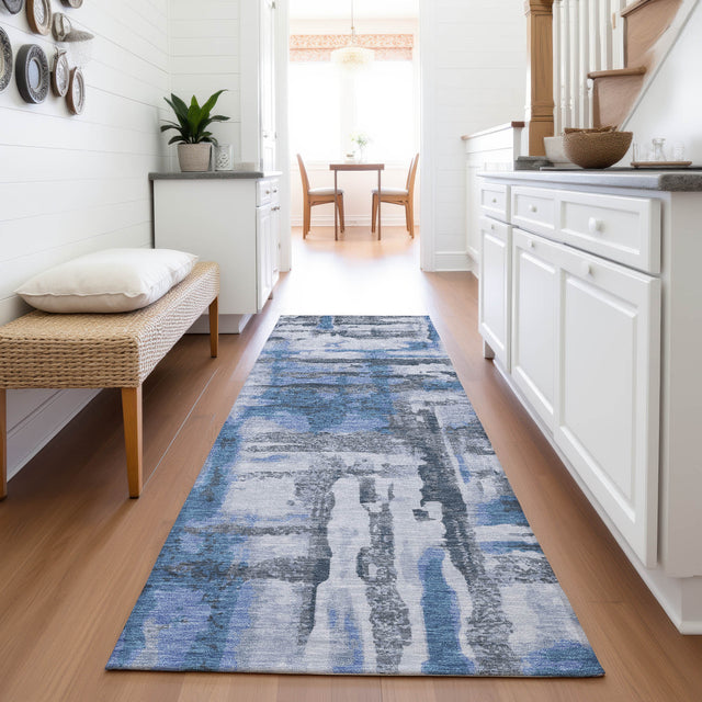 Addison Chantille ACN2015 Abstract Machine Made Transitional Blue Rug