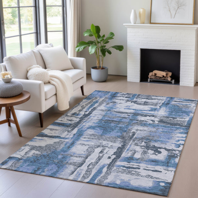 Addison Chantille ACN2015 Abstract Machine Made Transitional Blue Rug
