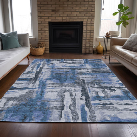 Addison Chantille ACN2015 Abstract Machine Made Transitional Blue Rug