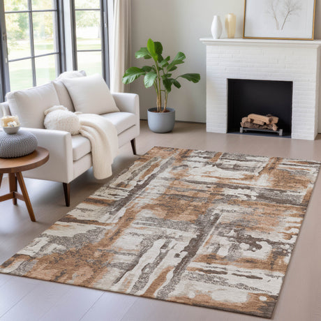 Addison Chantille ACN2015 Abstract Machine Made Transitional Paprika Rug