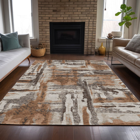 Addison Chantille ACN2015 Abstract Machine Made Transitional Paprika Rug