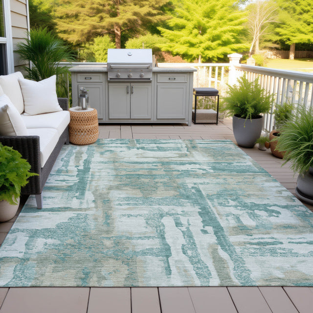 Addison Chantille ACN2015 Abstract Machine Made Transitional Teal Rug