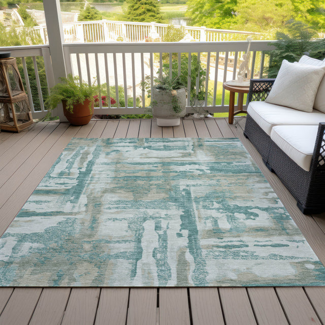 Addison Chantille ACN2015 Abstract Machine Made Transitional Teal Rug