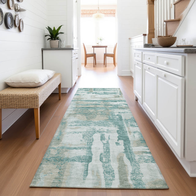 Addison Chantille ACN2015 Abstract Machine Made Transitional Teal Rug