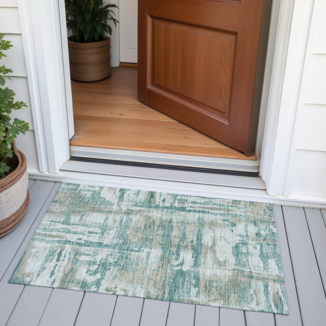 Addison Chantille ACN2015 Abstract Machine Made Transitional Teal Rug