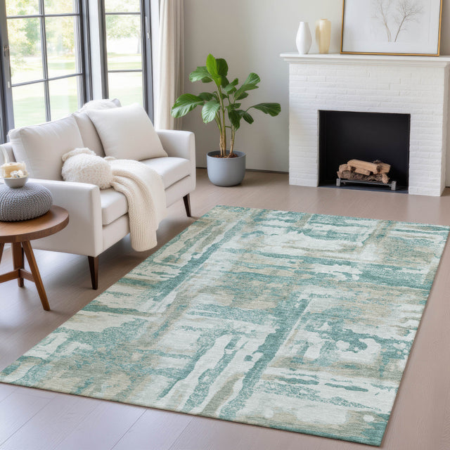 Addison Chantille ACN2015 Abstract Machine Made Transitional Teal Rug