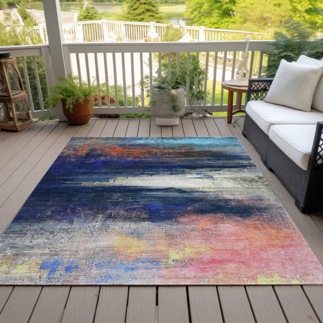 Addison Chantille ACN2016 Abstract Machine Made Transitional Blue Rug