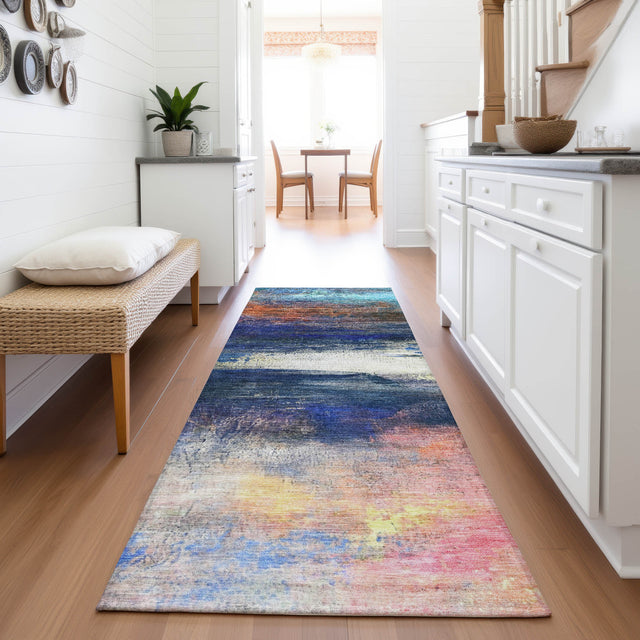 Addison Chantille ACN2016 Abstract Machine Made Transitional Blue Rug