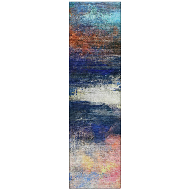 Addison Chantille ACN2016 Abstract Machine Made Transitional Blue Rug