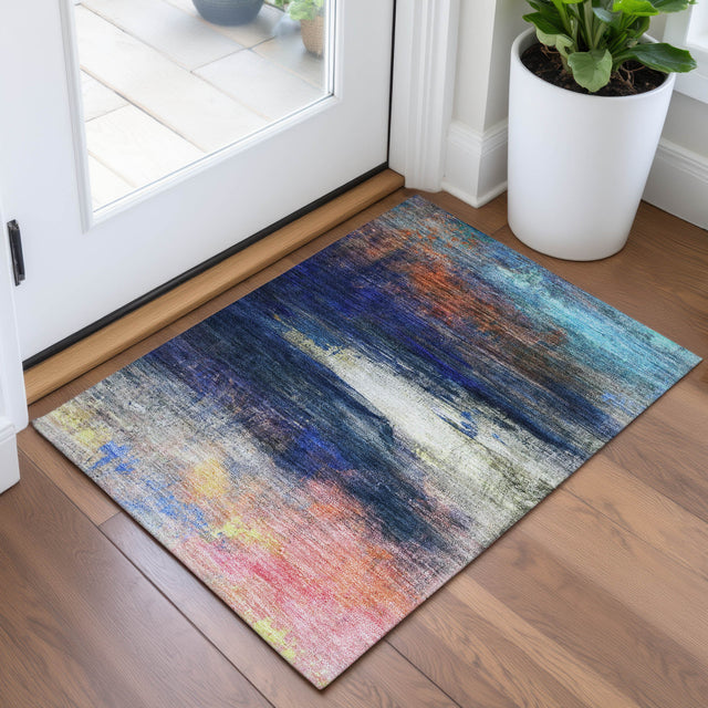 Addison Chantille ACN2016 Abstract Machine Made Transitional Blue Rug