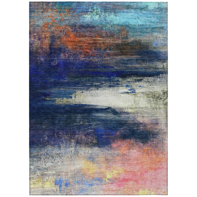 Addison Chantille ACN2016 Abstract Machine Made Transitional Blue Rug