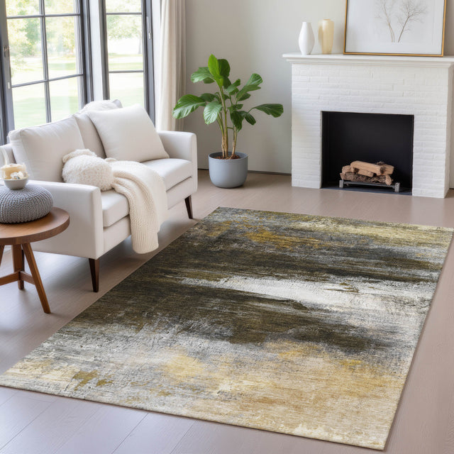 Addison Chantille ACN2016 Abstract Machine Made Transitional Chocolate Rug
