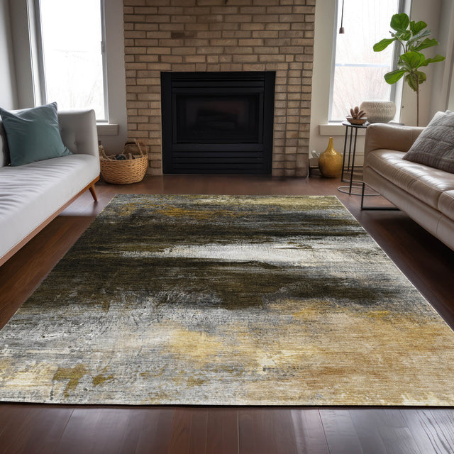 Addison Chantille ACN2016 Abstract Machine Made Transitional Chocolate Rug