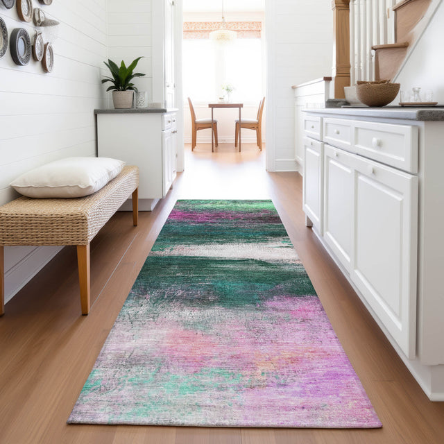 Addison Chantille ACN2016 Abstract Machine Made Transitional Green Rug