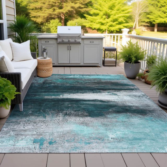 Addison Chantille ACN2016 Abstract Machine Made Transitional Teal Rug